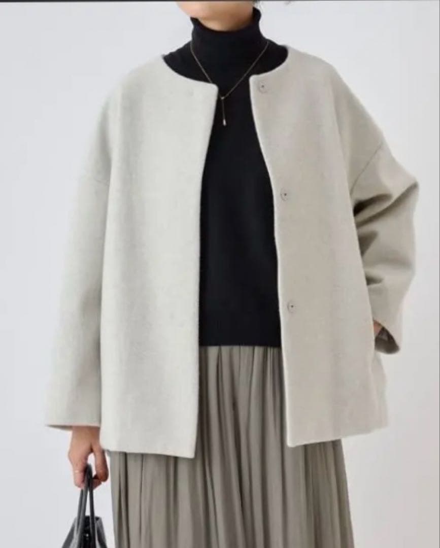 新品タグ付　ビアズリー　後ろぷっくりコート　S ライトグレー