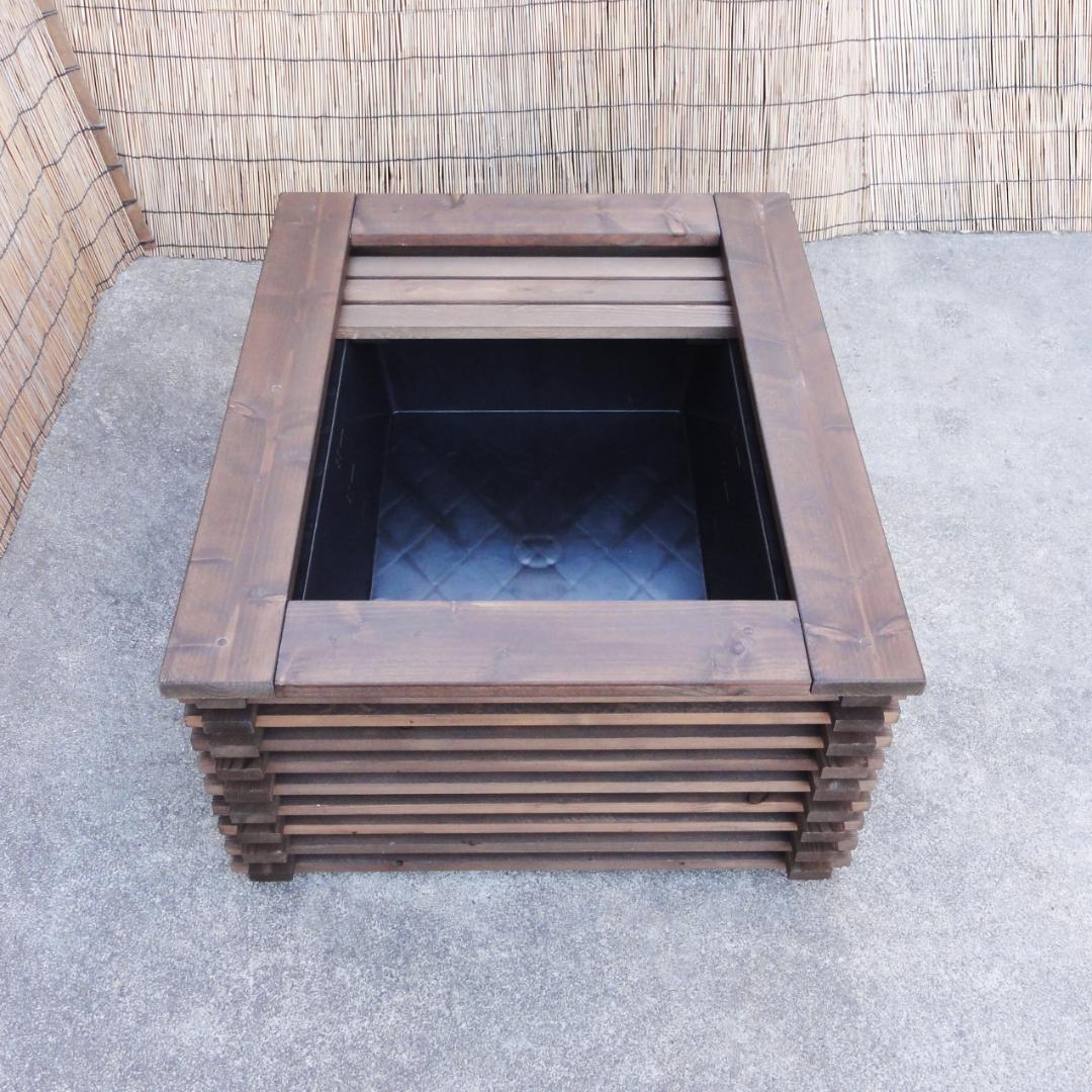 高さの有るビオトープ 40L　トロ舟＆木枠セット（棚付き）　メダカ・金魚用