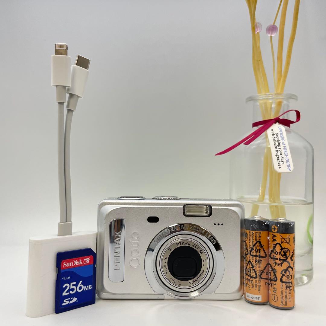 スマホ転送OK✨PENTAX Optio s55✨動作確認済 単三電池 可愛い♪
