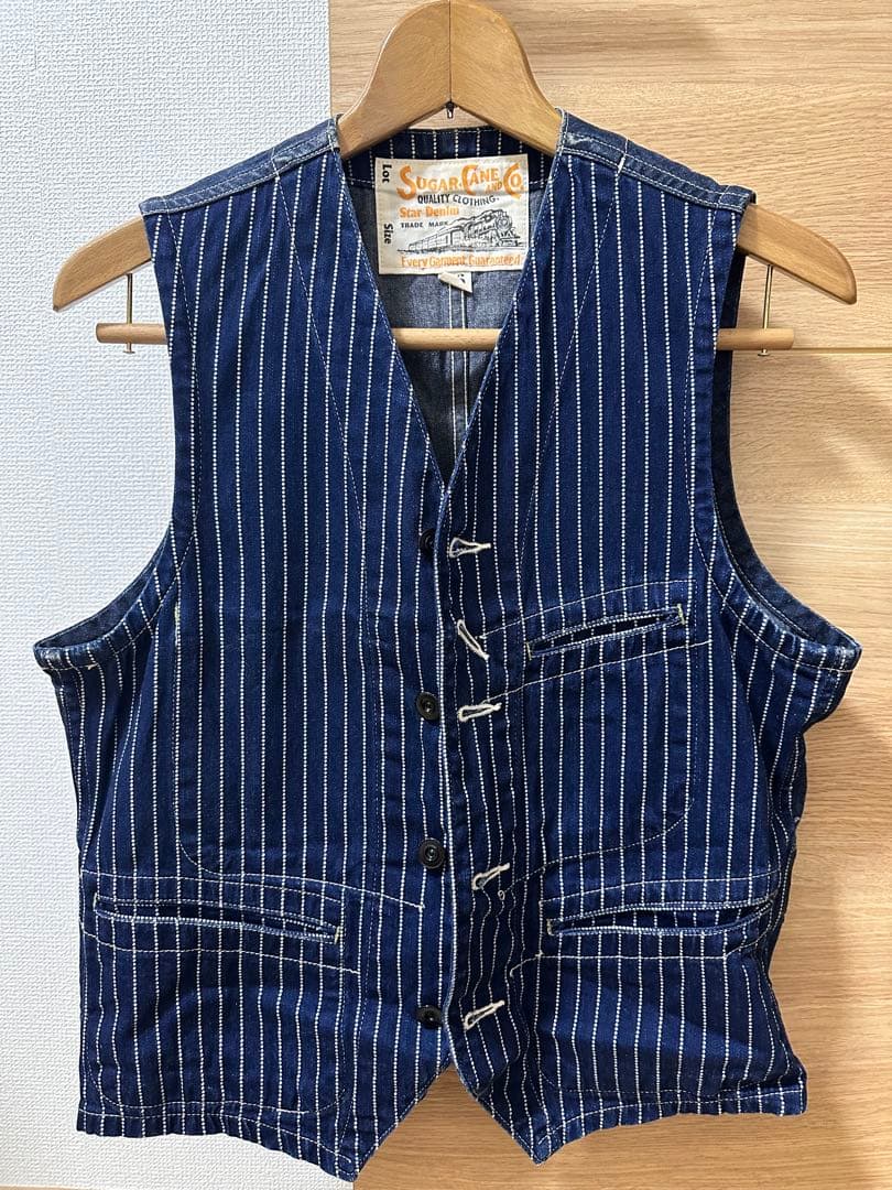 SUGAR CANE ストライプデニムベスト 36