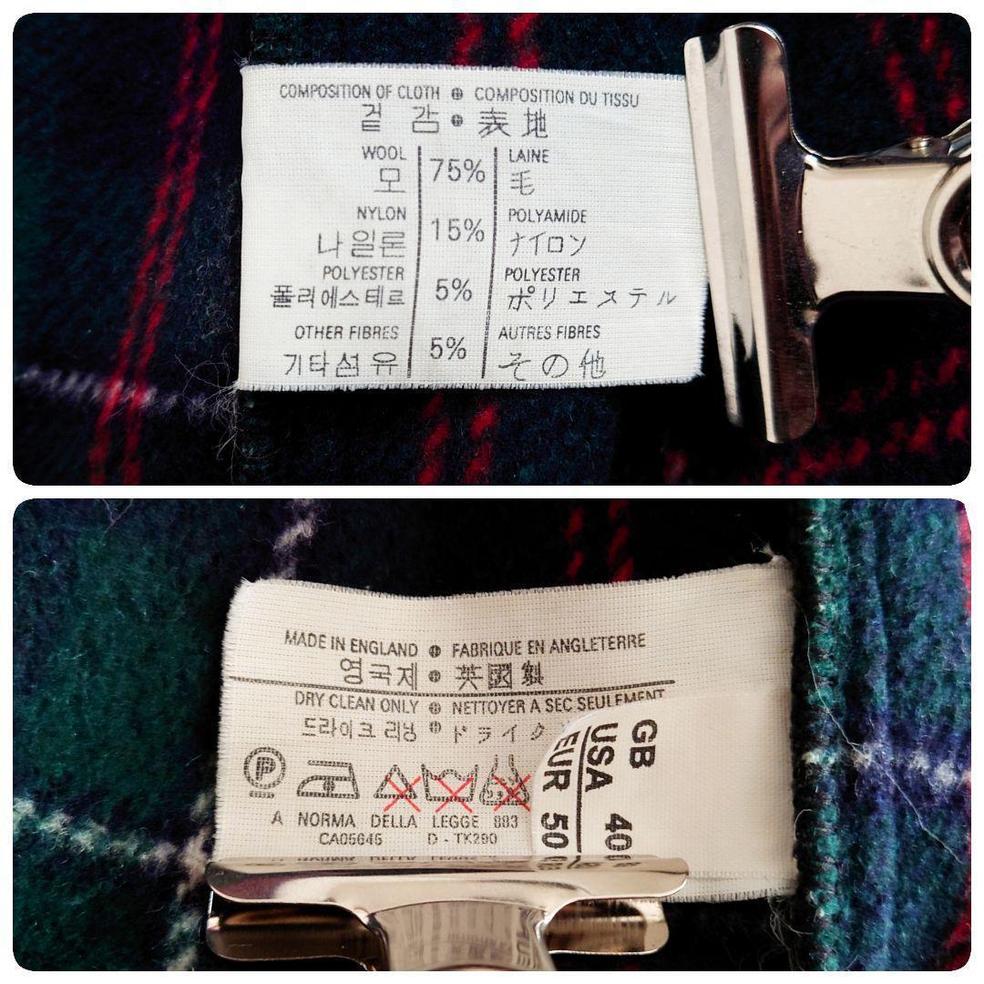 グローバーオール　ダッフルコート　グレー　裏地チェック　40　L相当　英国