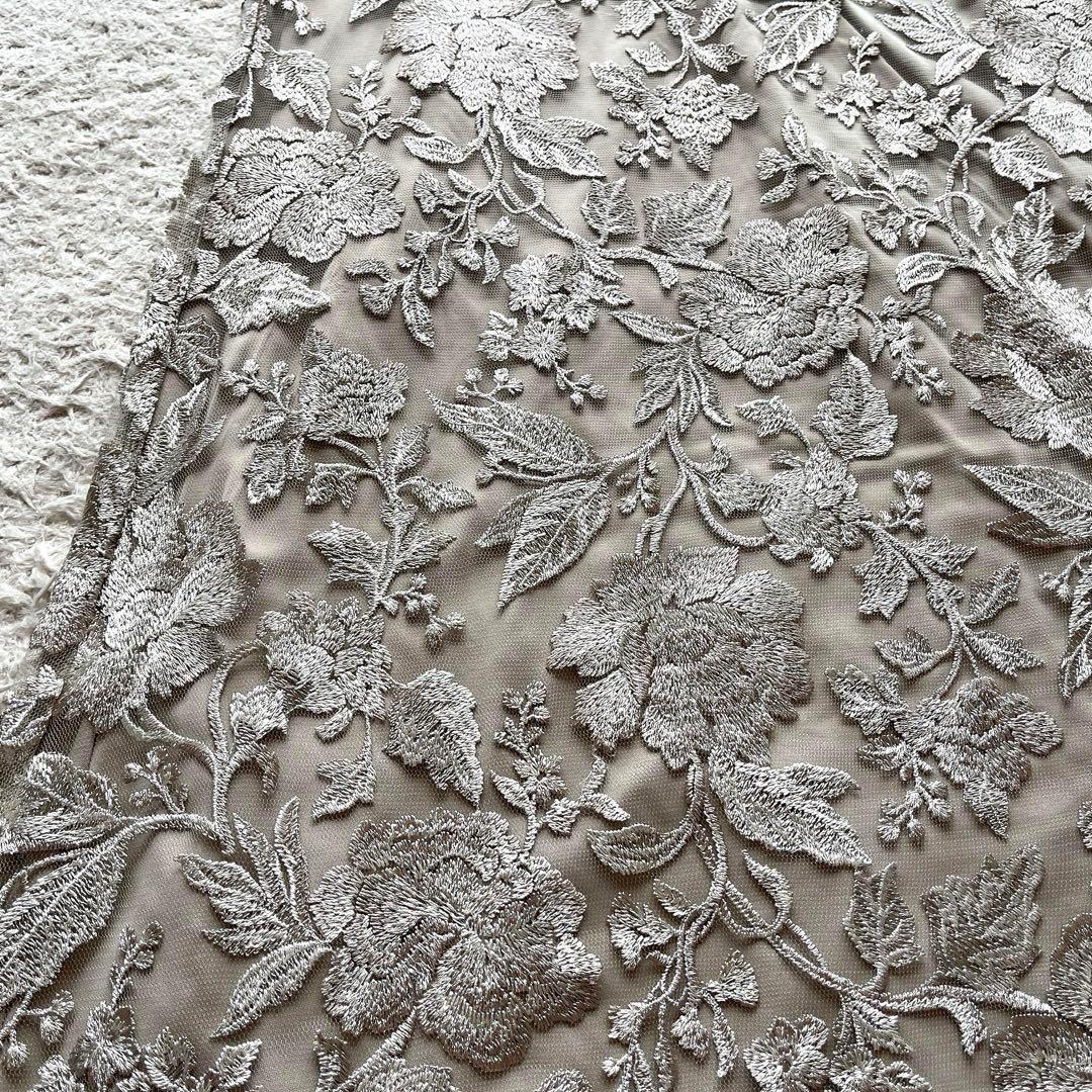 タダシショージ フォーマルロングドレス レース メッシュ 刺繍 花柄 M相当