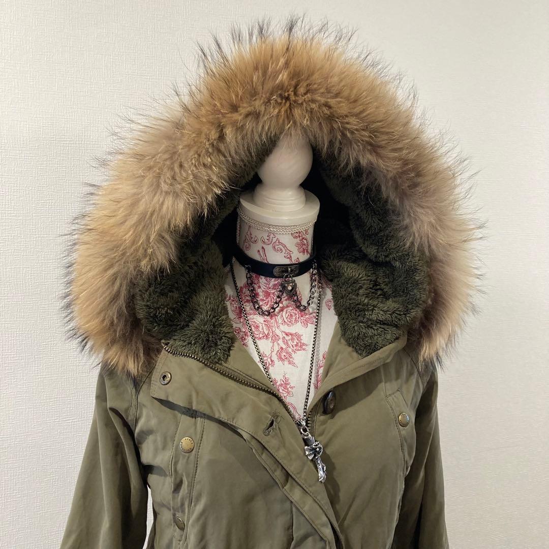 平成ギャル y2k ミリタリージャケット　鬼ファー　裏ボア　モッズコート