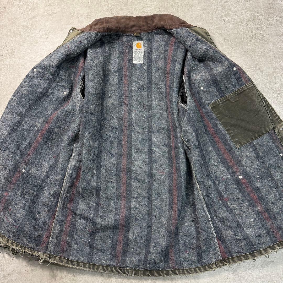 USA製■カーハート 【L】00sチョアコート モスグリーン フェード 雰囲気◎