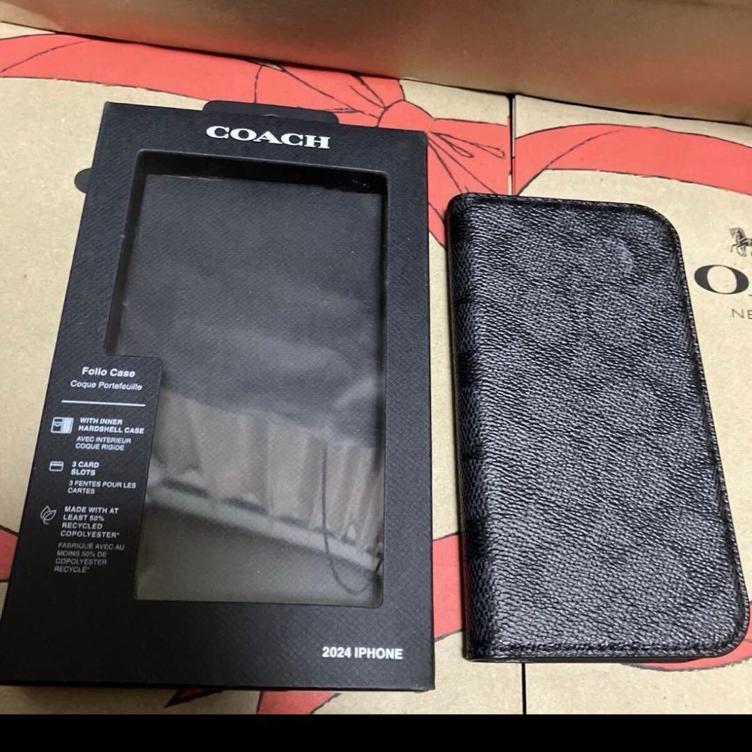 iPhone16ケース　レザー　ブラック　コーチ　COACH