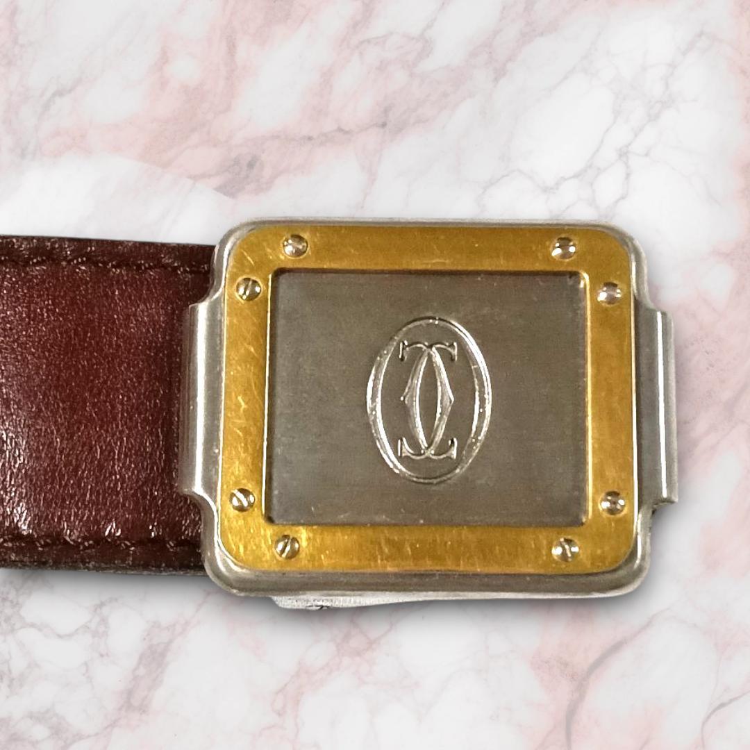 Cartier カルティエ マストライン ベルト レザー ボルドー 金属バックル
