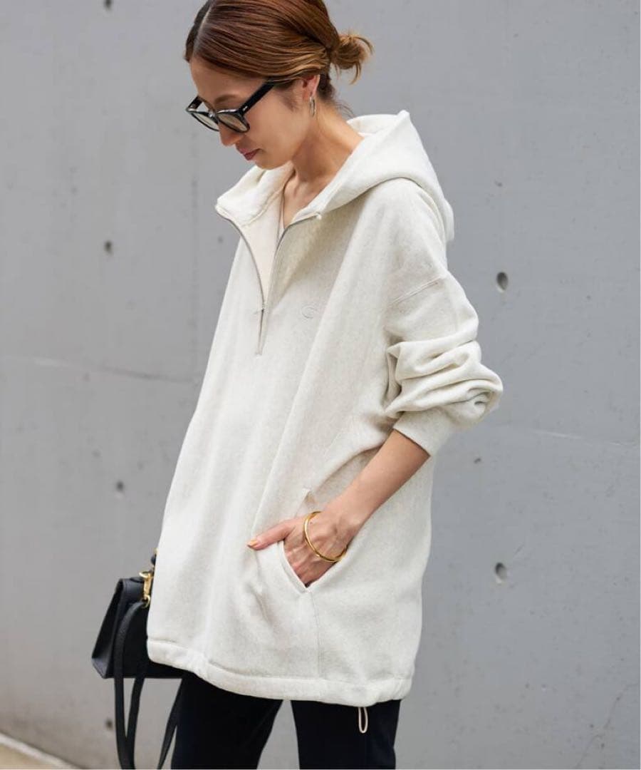 FRAMeWORK Champion 別注フードハーフジップドロストプルオーバー