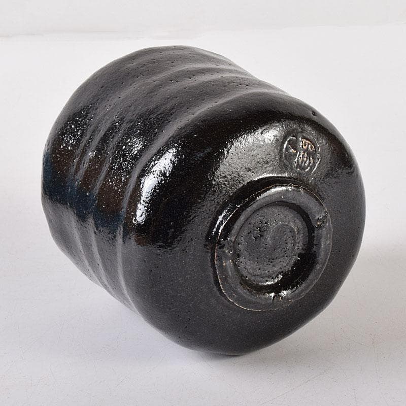 HCM　茶道具　伊東陶山造　黒楽筒茶碗　共布共箱　V　R8149