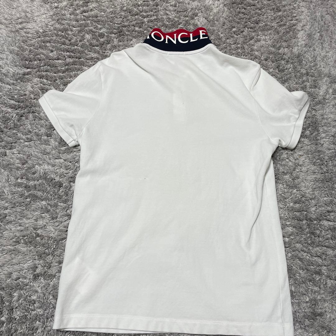 モンクレール　ホワイト ポロシャツ トリコロール襟