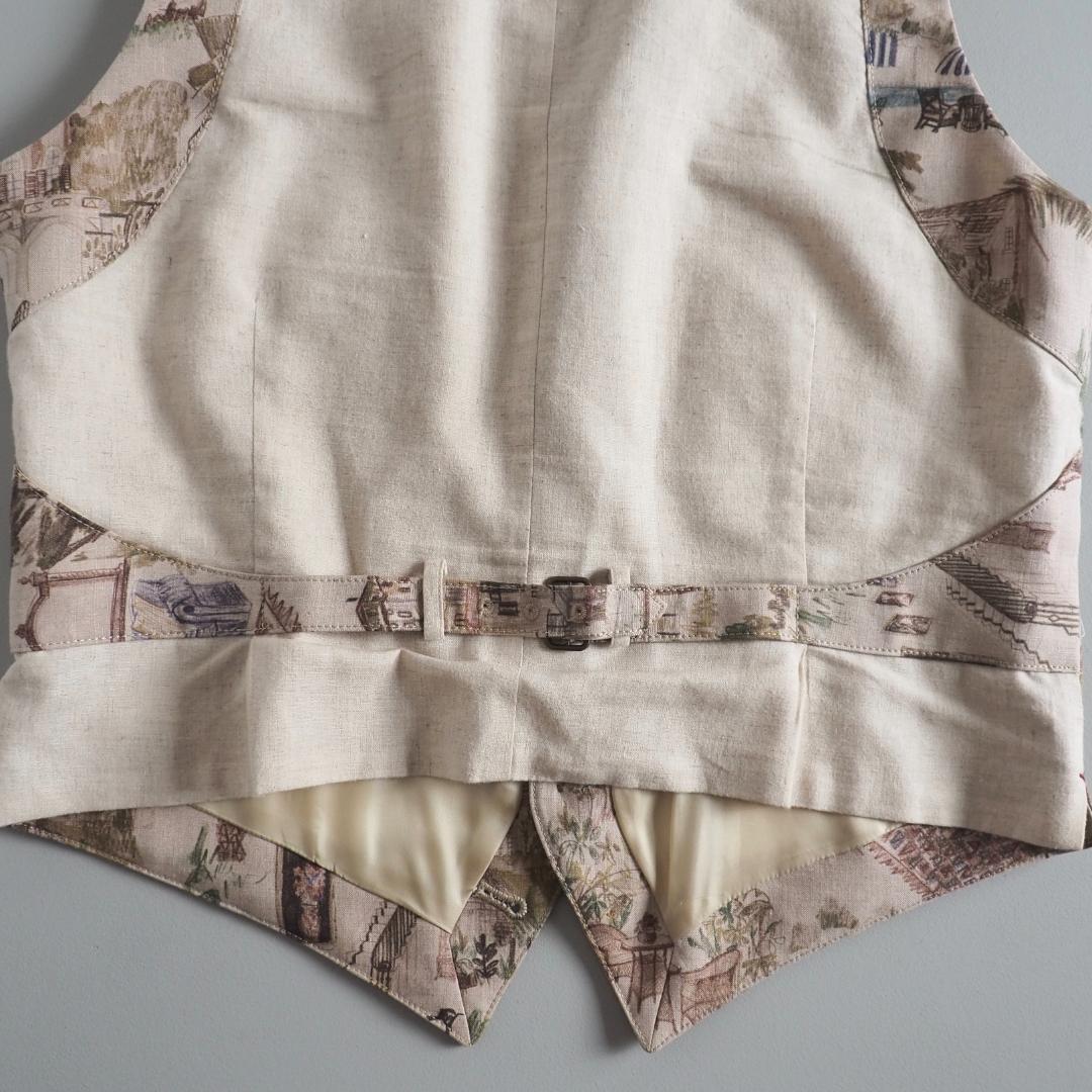 ポールスミス　麻１００％　ベスト　ジレ　総柄　美品