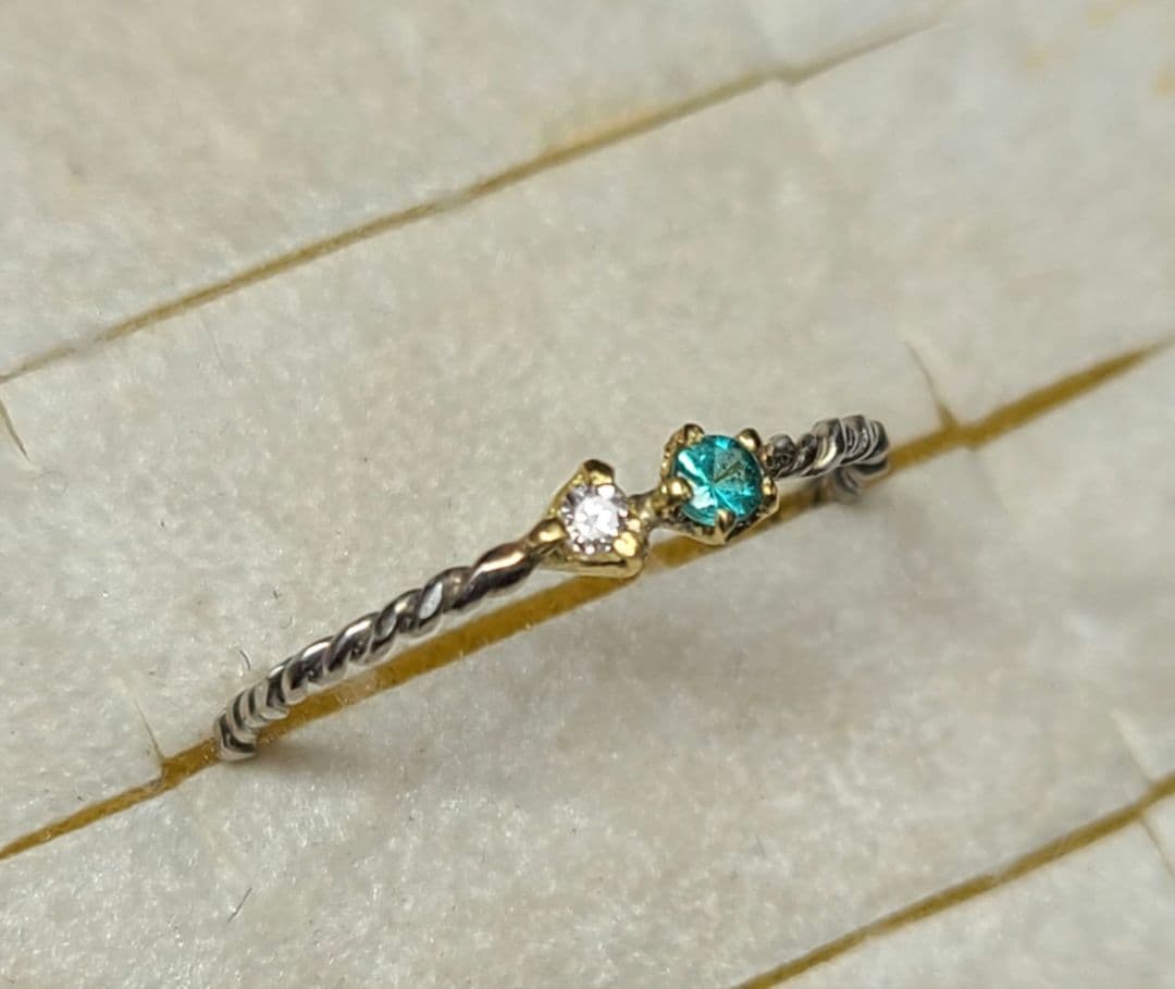 ピカピカの煌めき★バターリャパライバトルマリン&ピンクダイヤモンド18金、Pt★