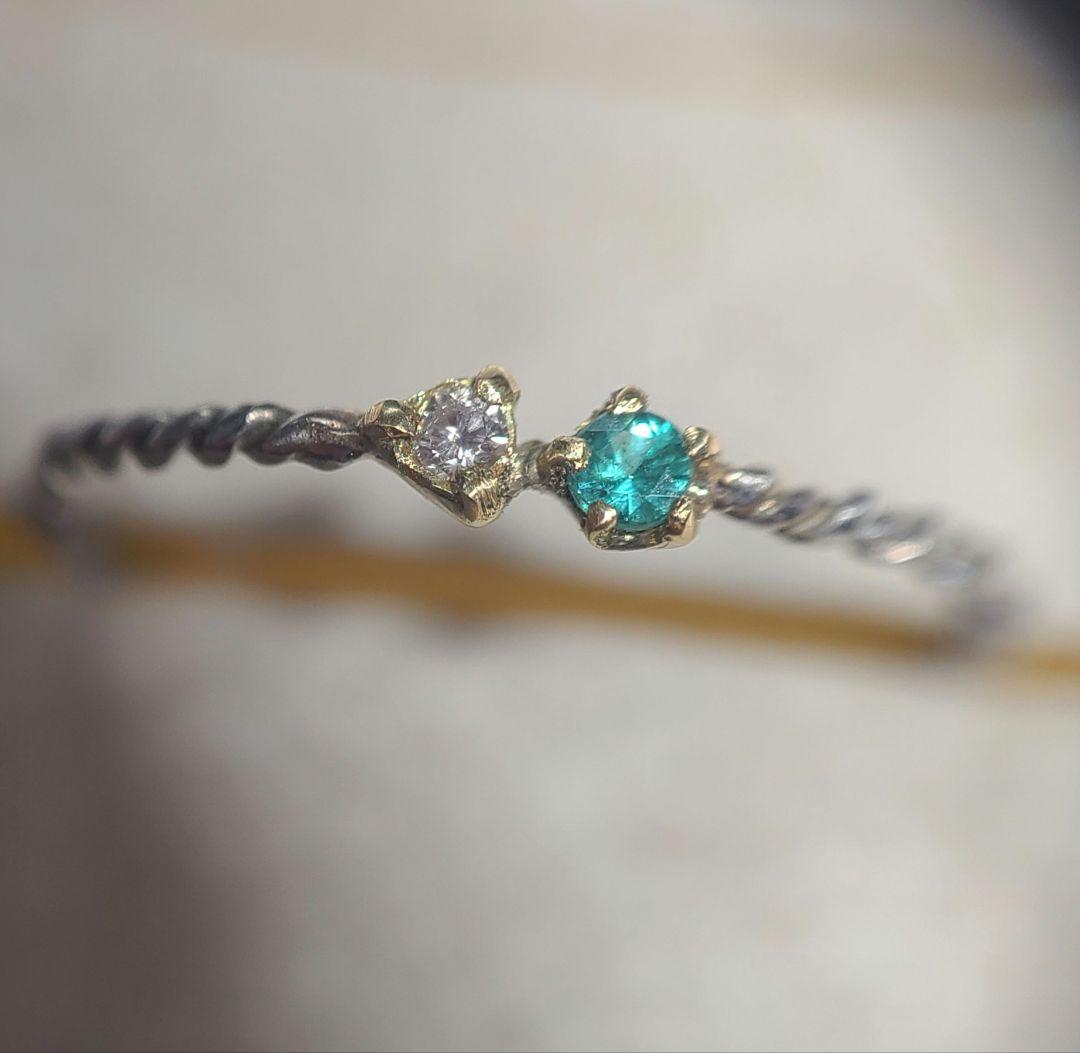 ピカピカの煌めき★バターリャパライバトルマリン&ピンクダイヤモンド18金、Pt★