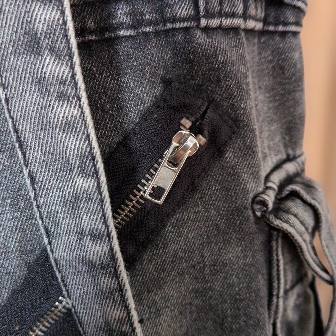 erar 3wayルーズシルエットハイギミックサスペンダーカーゴデニムパンツ 黒