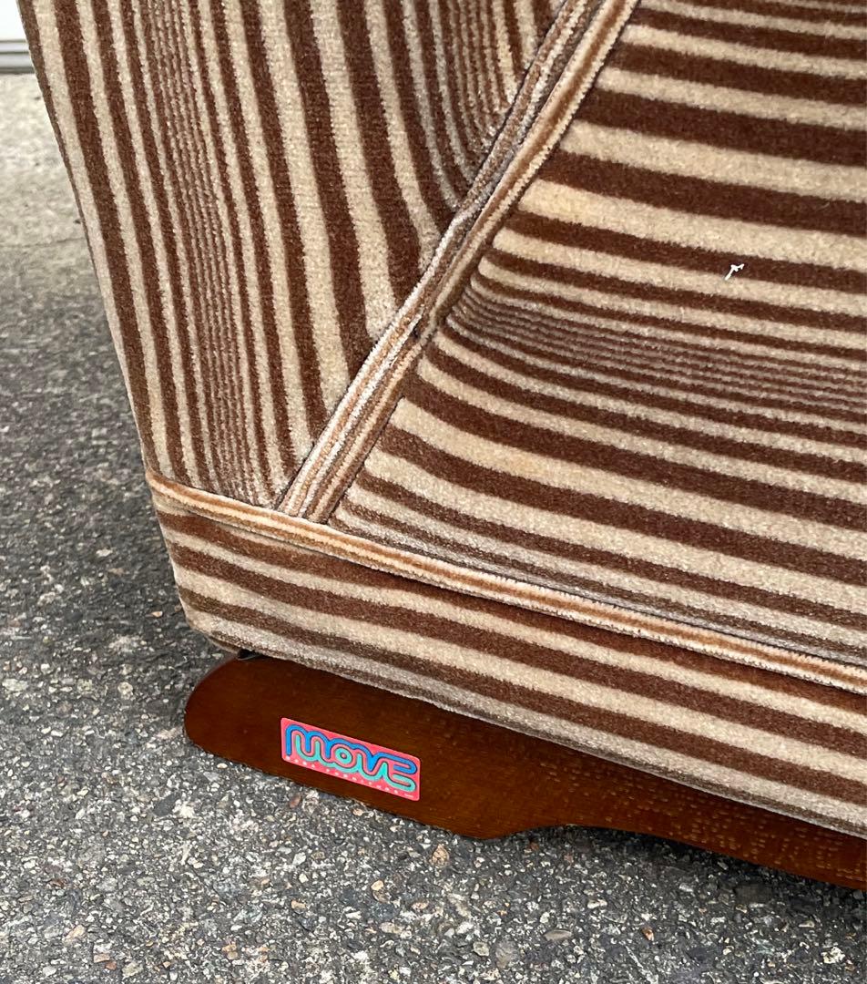 ビンテージ/レトロ/ミッドセンチュリー/モケットソファ/ストライプ/1人掛け