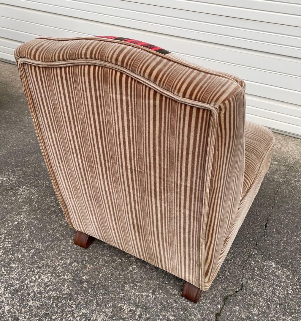 ビンテージ/レトロ/ミッドセンチュリー/モケットソファ/ストライプ/1人掛け