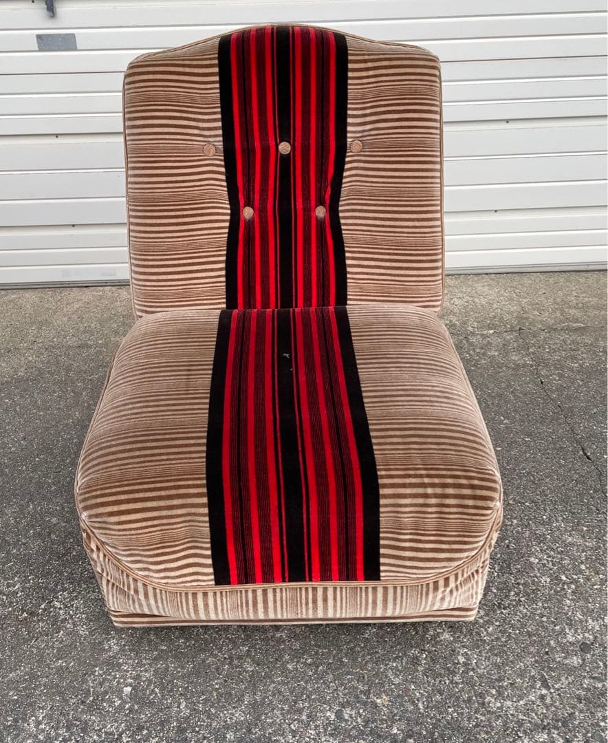 ビンテージ/レトロ/ミッドセンチュリー/モケットソファ/ストライプ/1人掛け