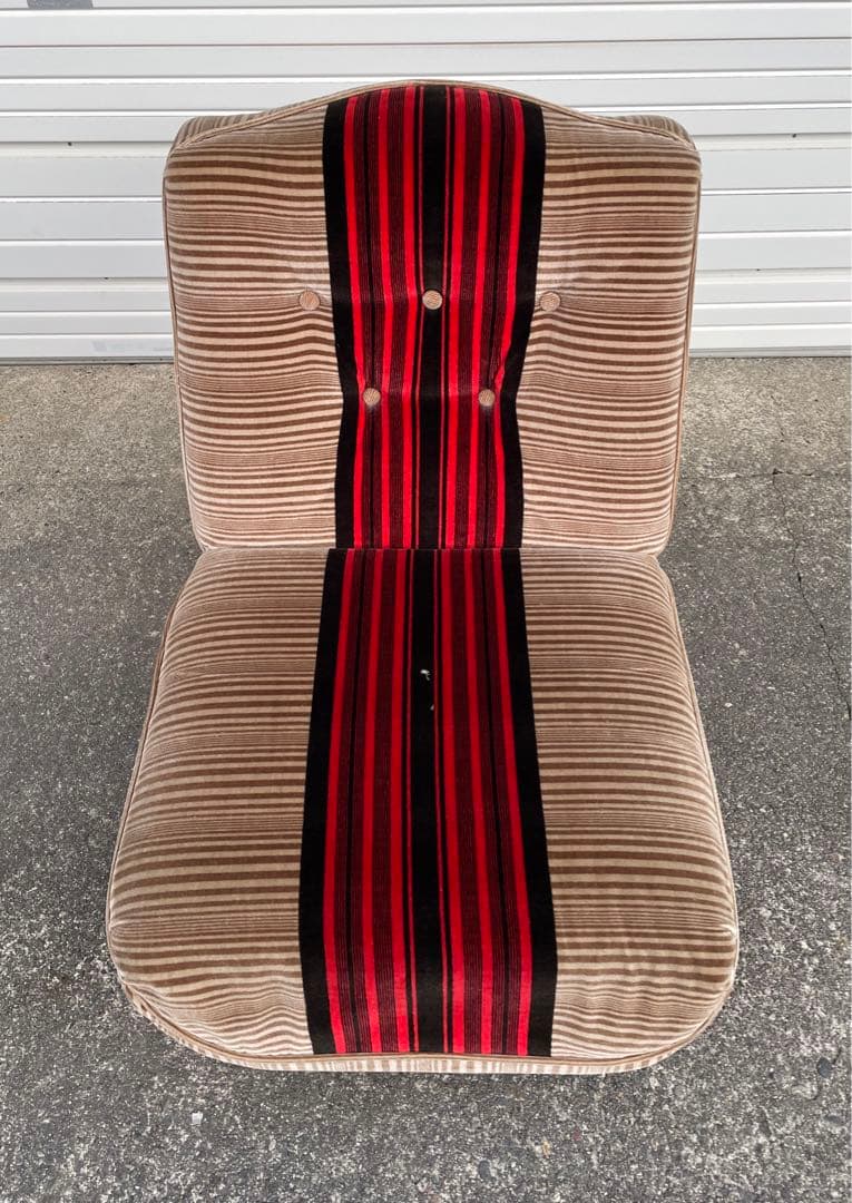 ビンテージ/レトロ/ミッドセンチュリー/モケットソファ/ストライプ/1人掛け