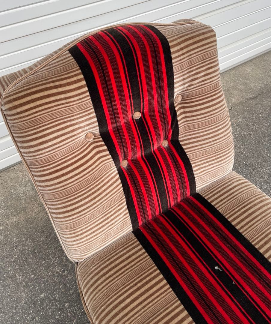 ビンテージ/レトロ/ミッドセンチュリー/モケットソファ/ストライプ/1人掛け