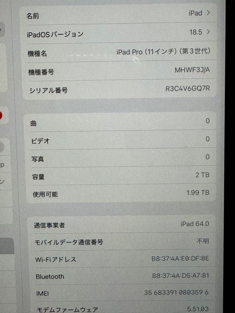 [訳アリ]iPad Pro M1 11”2TB Wi-Fi + Cellular