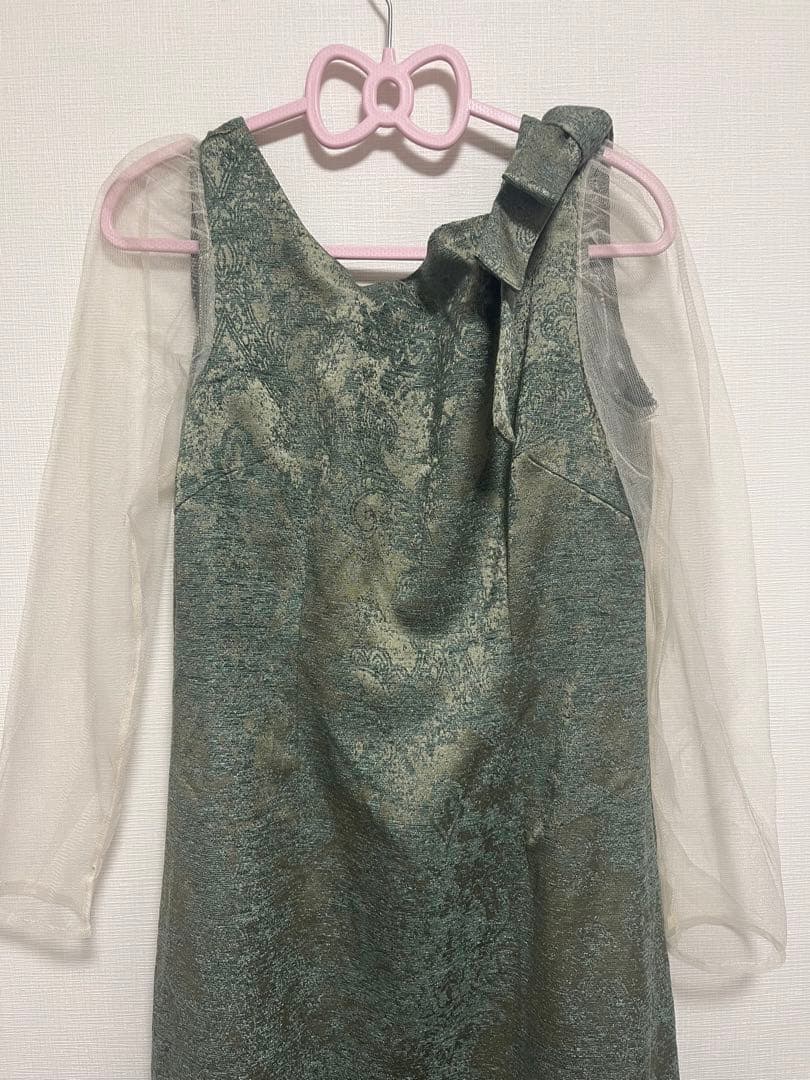 shoulder ribbon jacquard dress LE’RURE