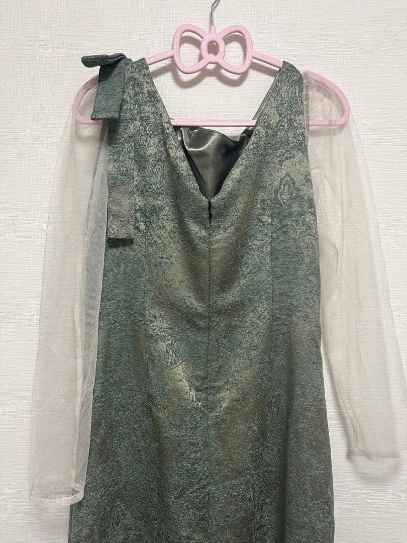 shoulder ribbon jacquard dress LE’RURE