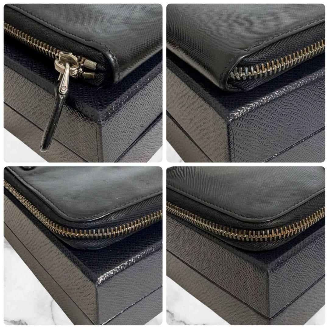 プラダ PRADA 長財布 ファスナー サフィアーノ ブラック　三角ロゴ