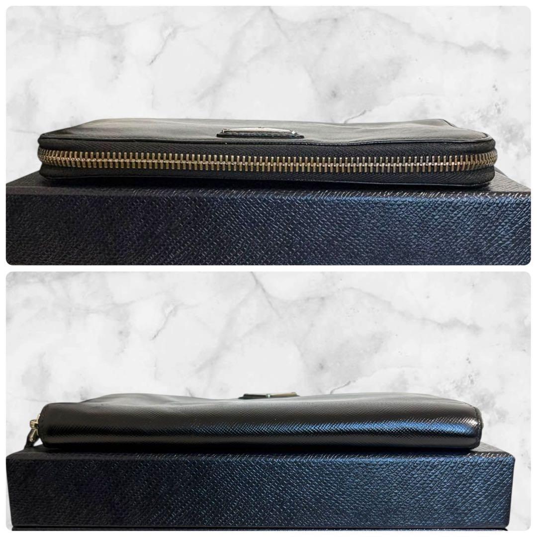 プラダ PRADA 長財布 ファスナー サフィアーノ ブラック　三角ロゴ