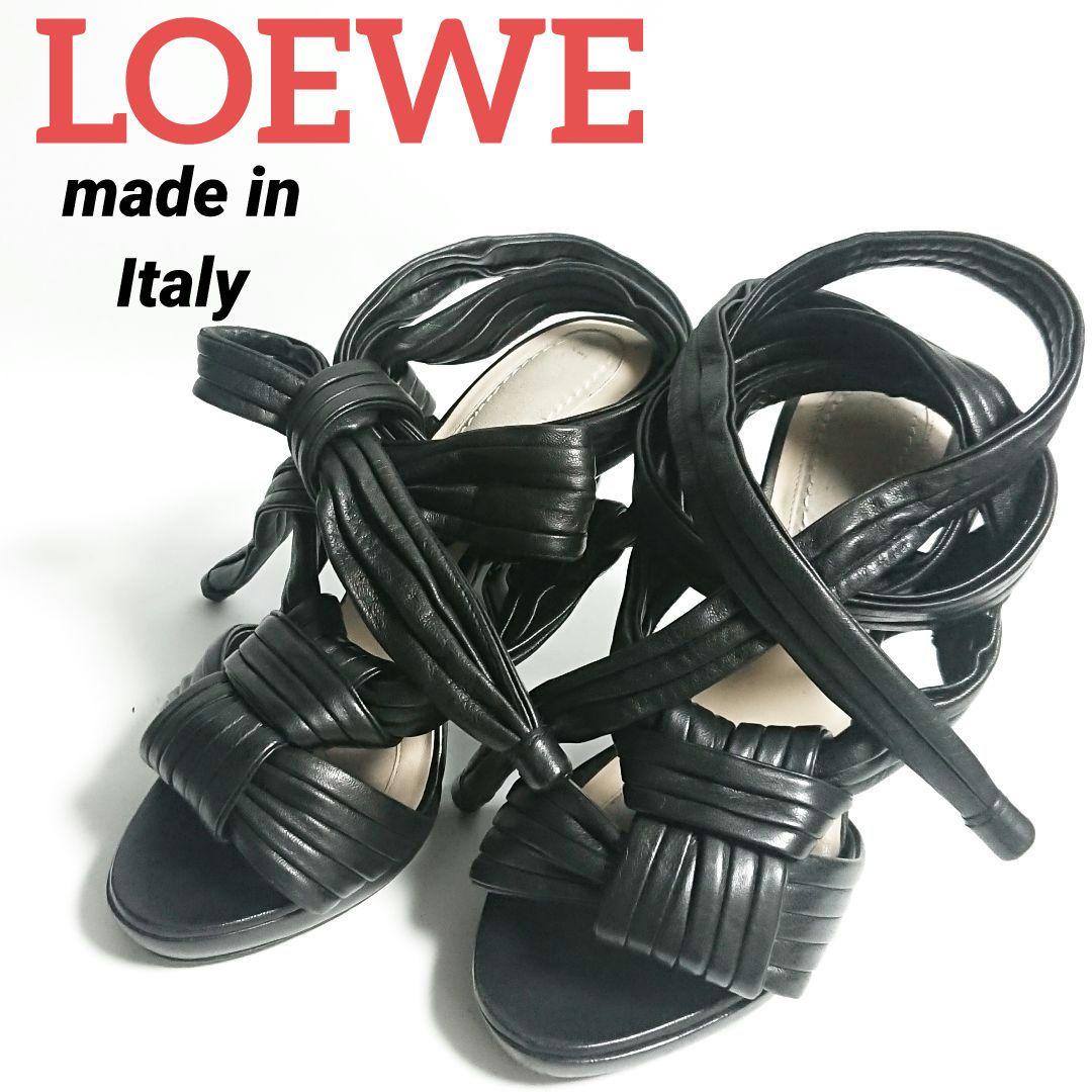 ロエベLOEWE◇イタリア製レザーアンクルストラップサンダル◇ミュール
