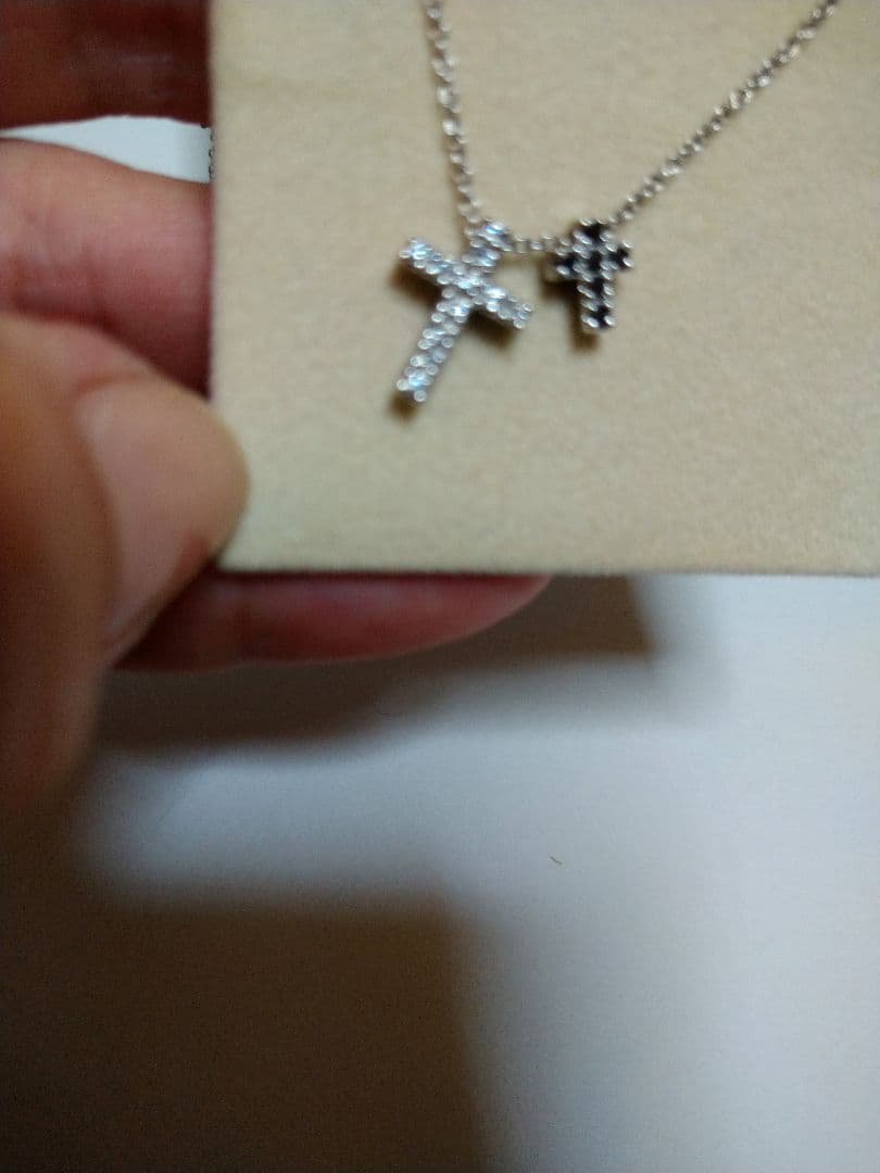 値下げポンテヴェキオ ダイヤモンド ネックレス K18WG ダブルクロス