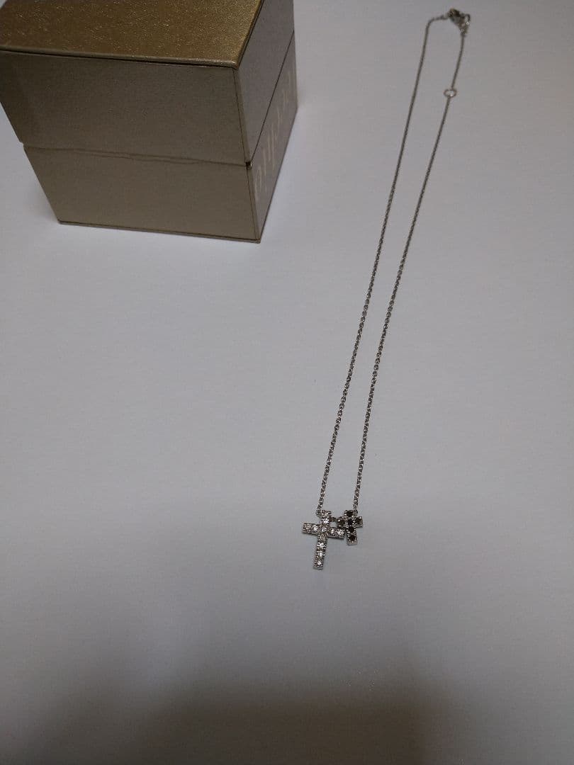 値下げポンテヴェキオ ダイヤモンド ネックレス K18WG ダブルクロス
