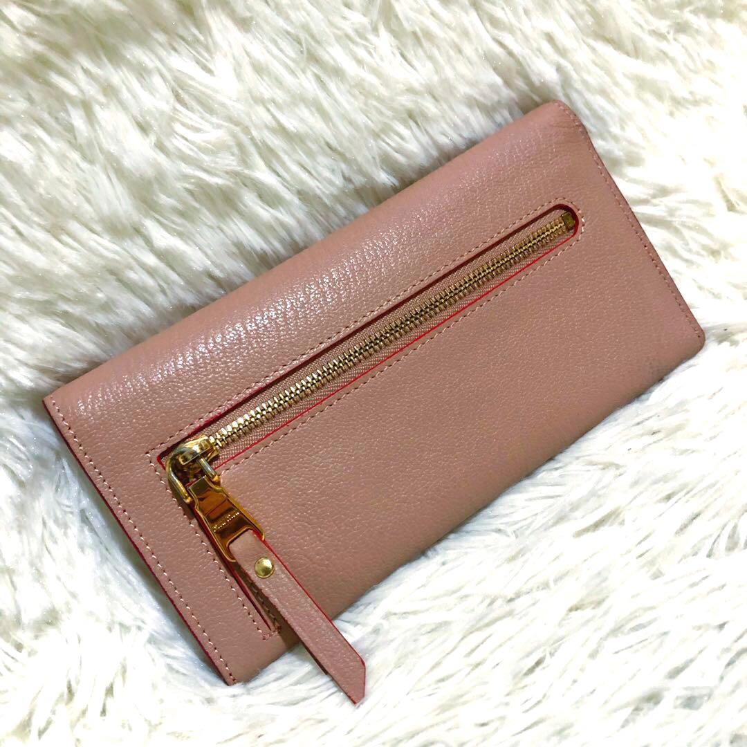 未使用級✨ミュウミュウ　 レザー　長財布　 マドラス　ラブレター ピンク系