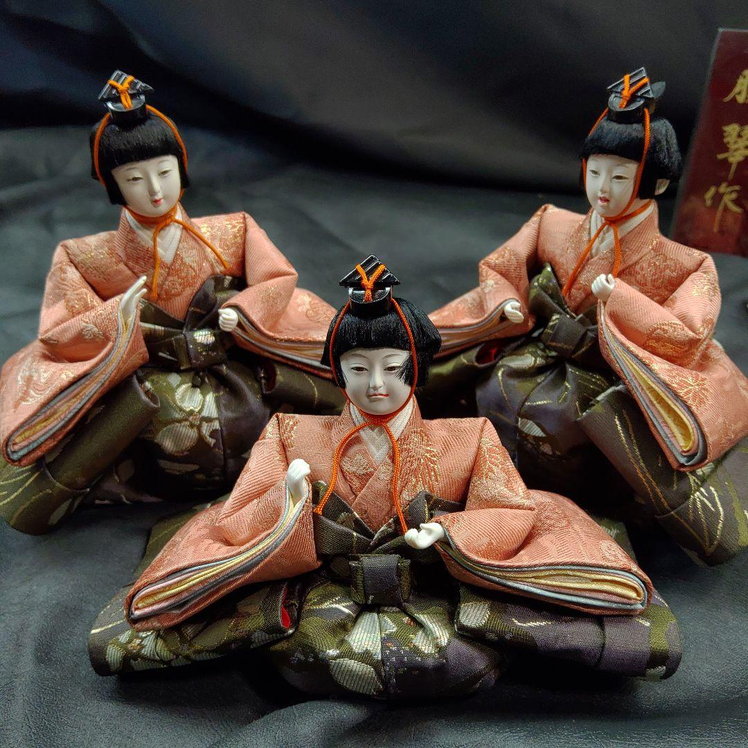 未使用品 京雛 特選 6寸 二條 勝翠作 雛人形 11体 官女 五人囃子 仕丁
