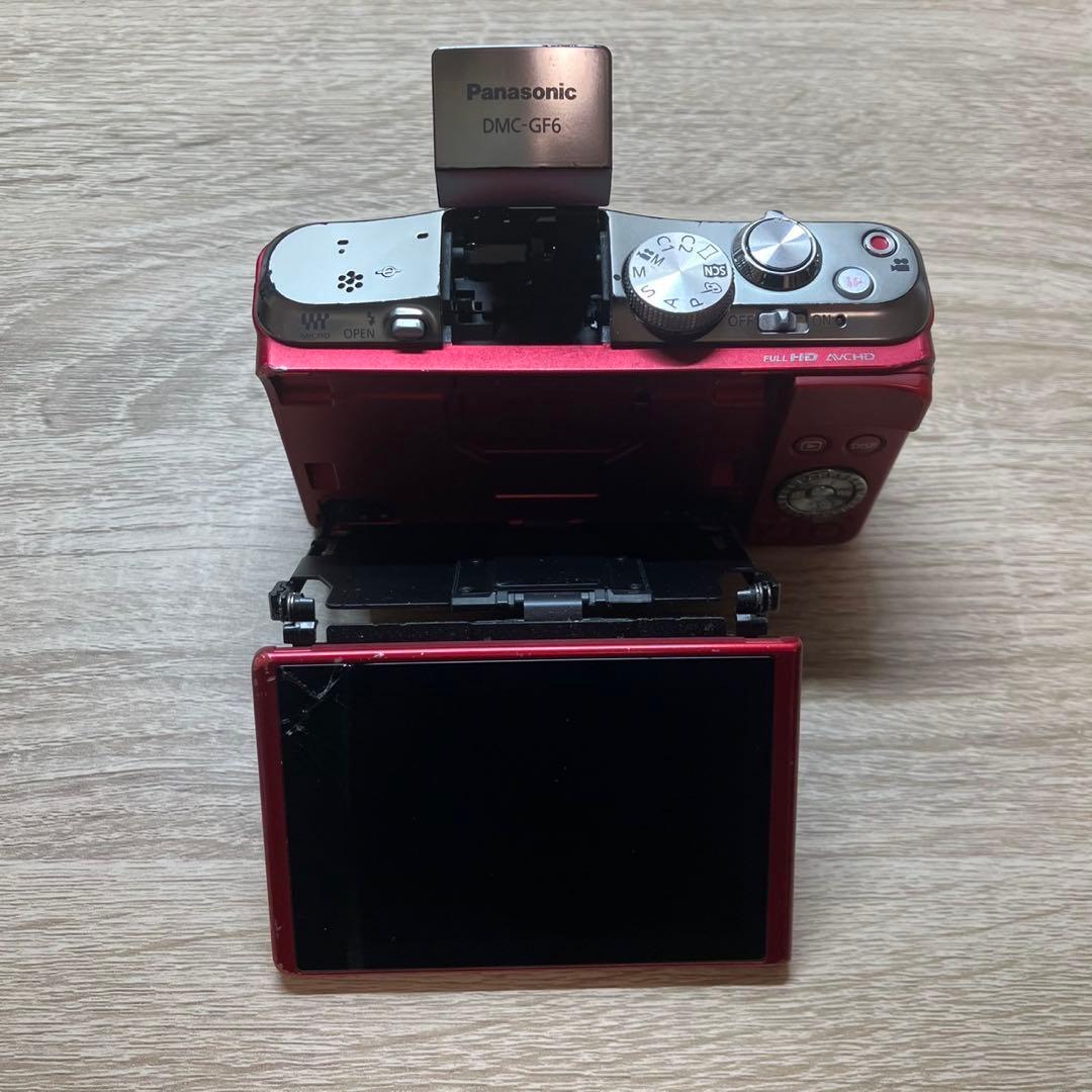 【訳あり】 LUMIX DMC-GF6 本体 レッド（予備電池・充電器付き）