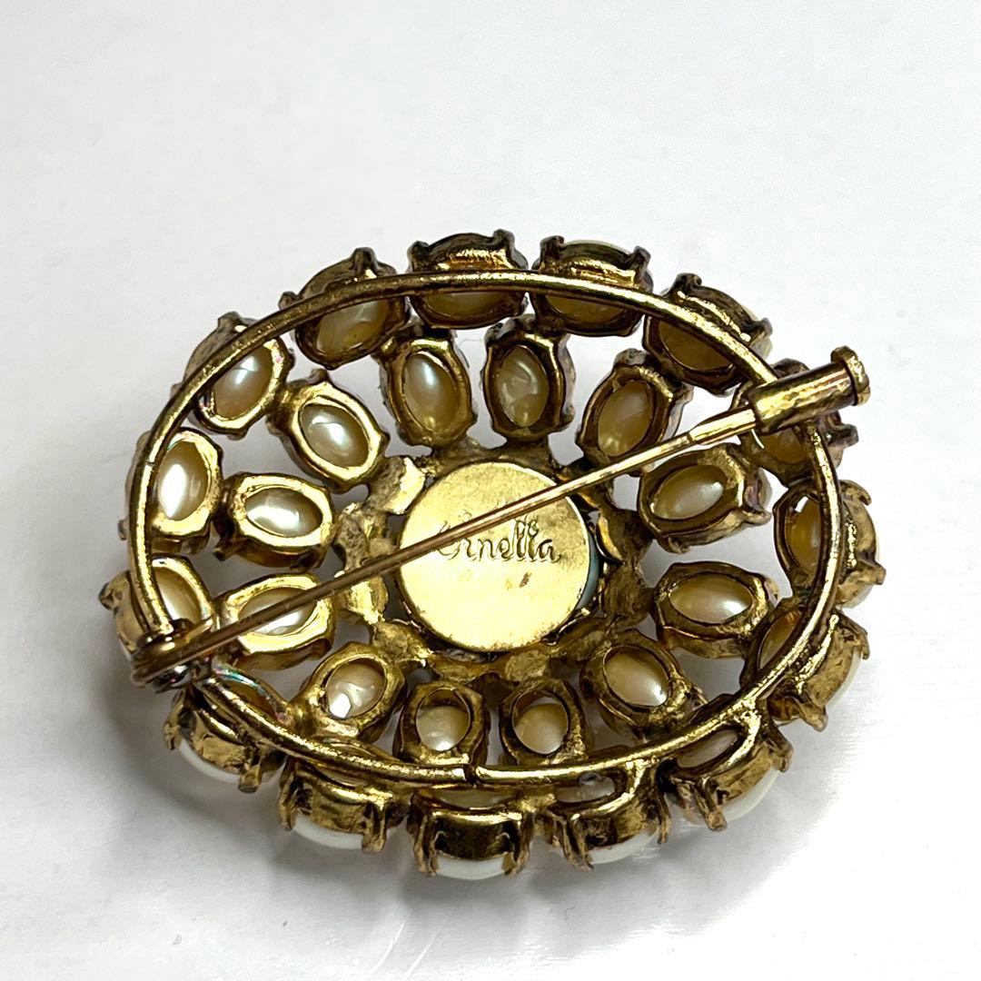 美品　Ornella オルネラ　パールブローチ　イタリア　コスチュームジュエリー