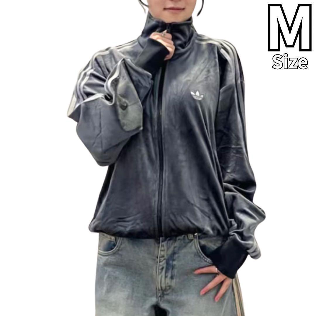 激レア【公式完売】アディダス トラックトップ ベロア　ダークグレー　M すぐ発送