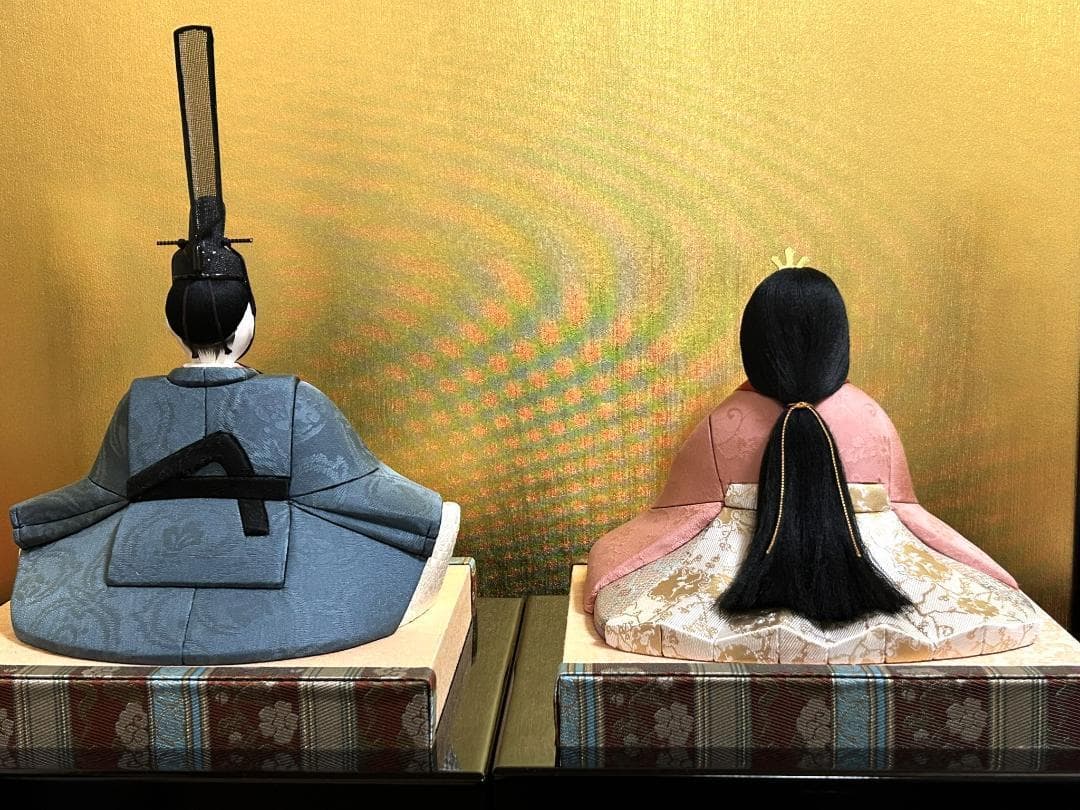 柿沼東光 作 江戸木目込人形 千歳雛　雛人形セット　正絹 西陣織 親王飾 美品