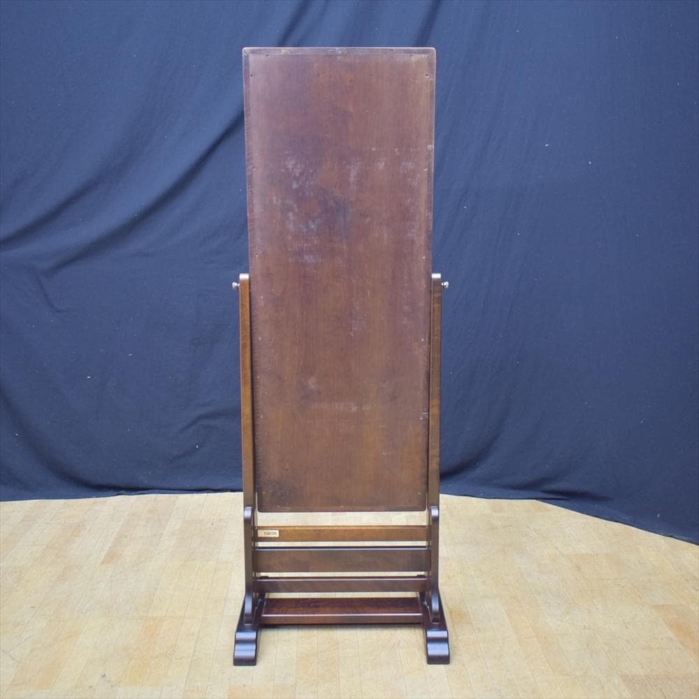 北海道民芸家具　樺 カバ材　無垢　姿見　鏡　ミラー　スタンドミラー　全身鏡　置型