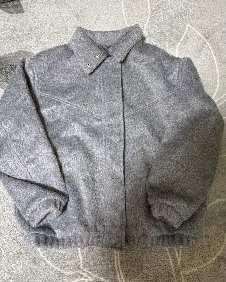 【Heather】スタンドシャギーミドルブルゾン　グレー