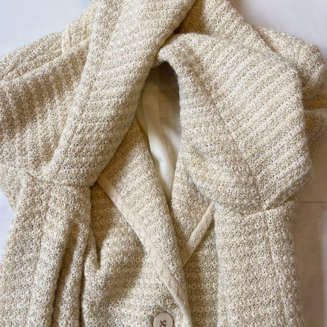 レオナール テーラードジャケット ニットジャケット 袖口 トリム L ラメモヘヤ