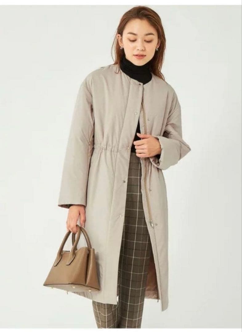 THINDOWNシンダウン ドロストノーカラーロングコート