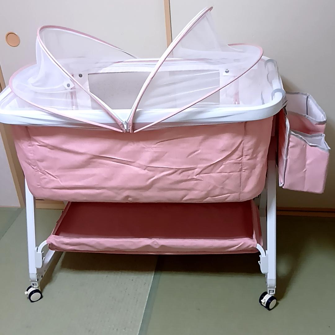 HZDMJ ベビーベッド ピンク　折りたたみ　取扱説明書付属