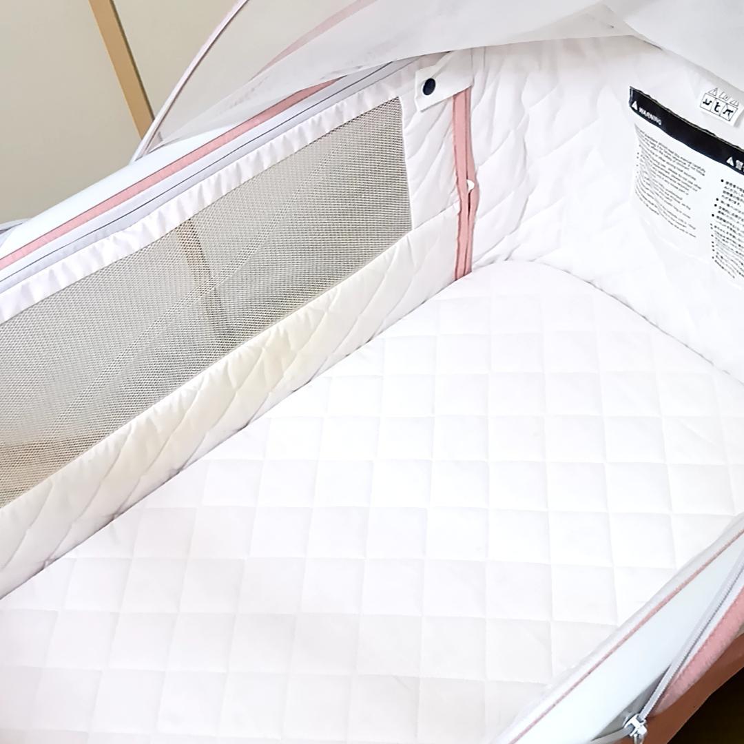 HZDMJ ベビーベッド ピンク　折りたたみ　取扱説明書付属