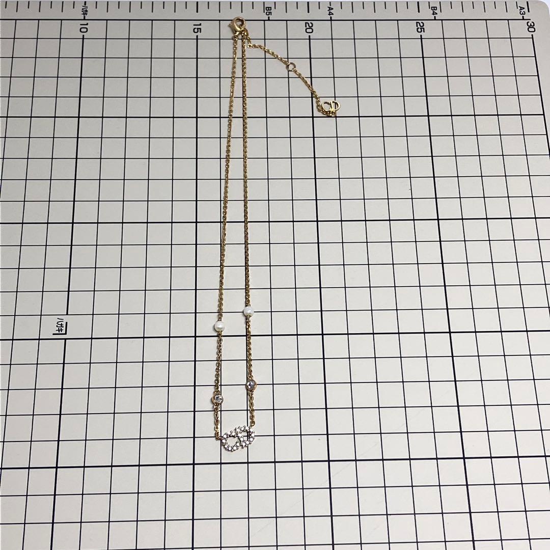 クリスチャンディオール　ネックレス　パール　ラインストーン　CD ロゴ