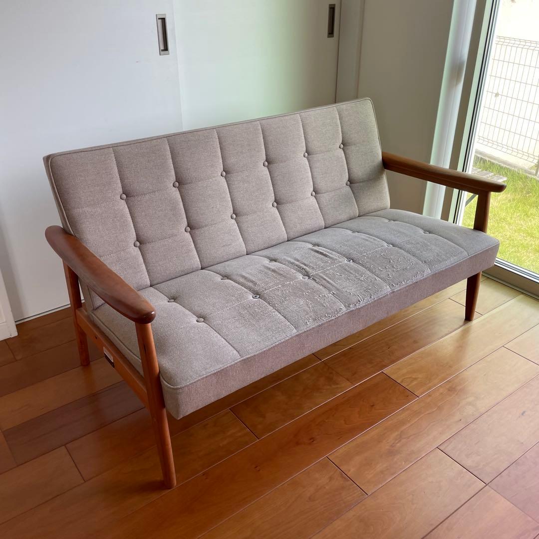 カリモク60 Kチェア2シーター フラノベージュ チェリー