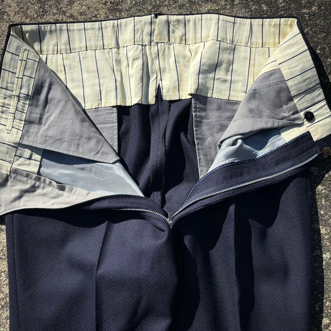 50s 60s usa製　ワイドスラックス　極太　ポリエステル　ヘリンボーン