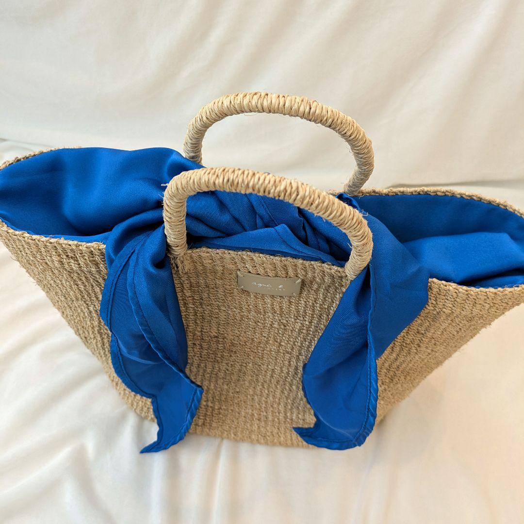 美品　agnès b.VOYAGE　アニエスベー　スカーフ　かごバッグ　天然素材