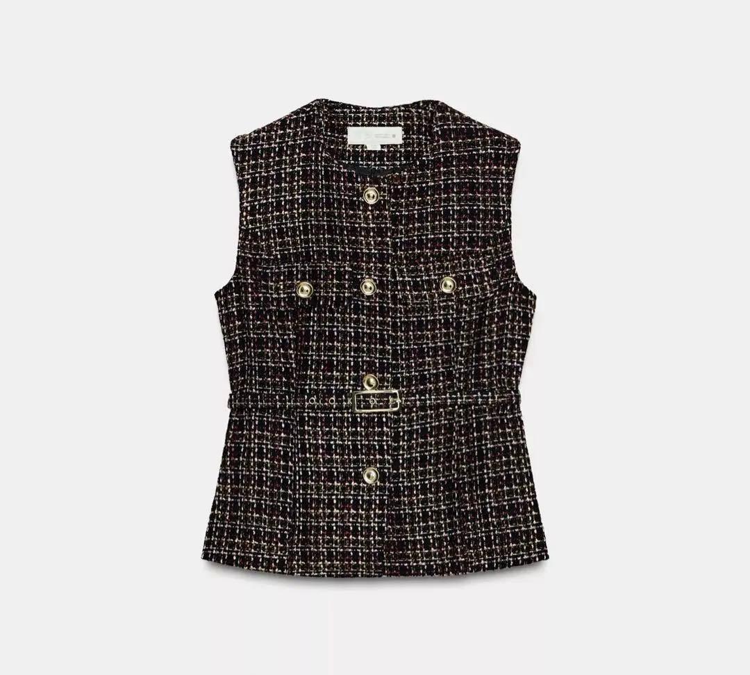 【新品未使用タグ付き】ZARA ベルト付きテクスチャーベスト　Sサイズ