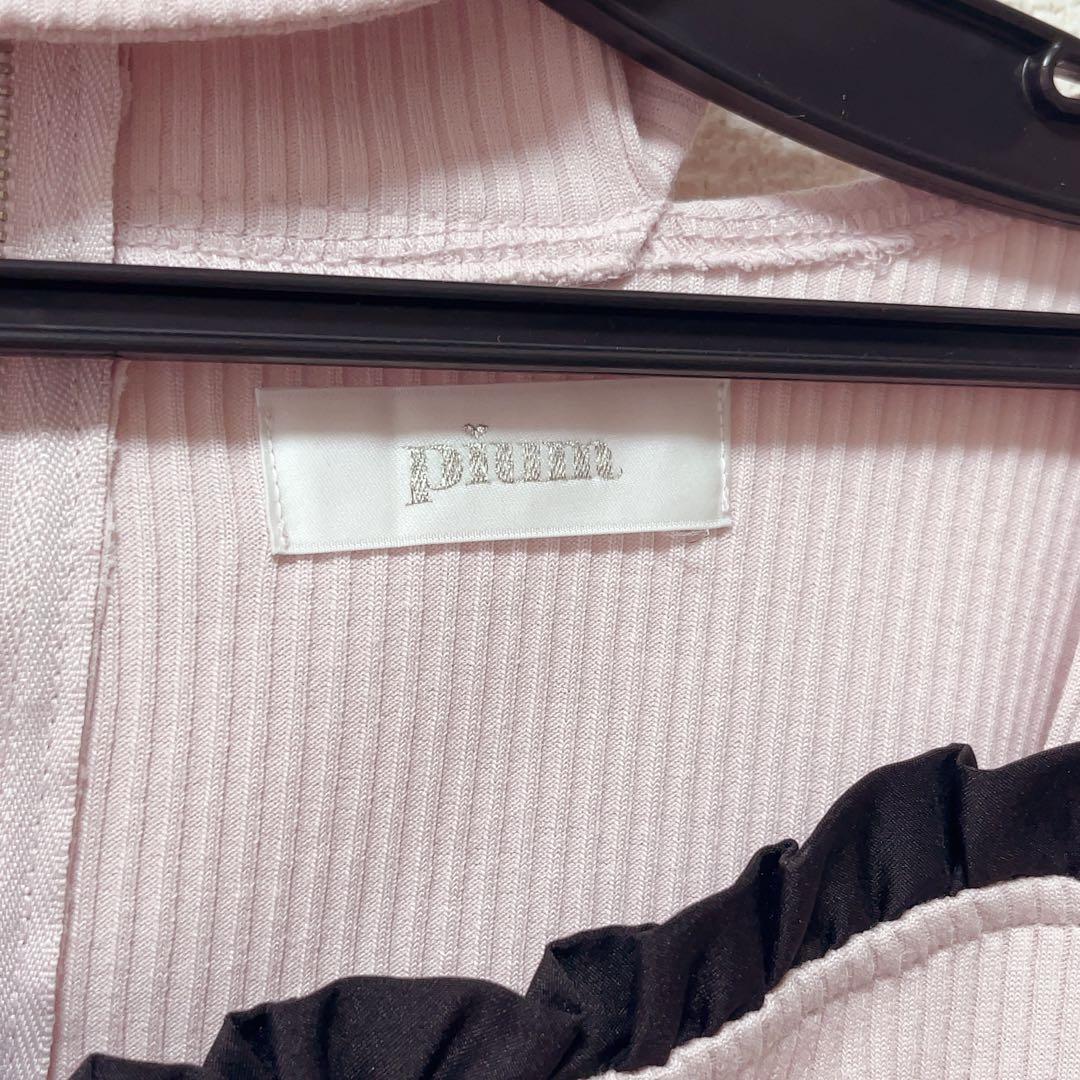 pium ピウム フロントリボンチョーカーカットソー ピンク　トップス