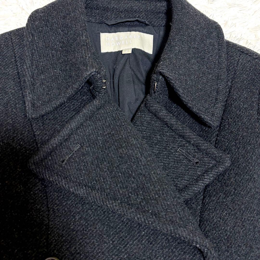 ✨極美品✨ マーガレットハウエル カシミヤ ピーコート 2 ブラック 定番品 黒