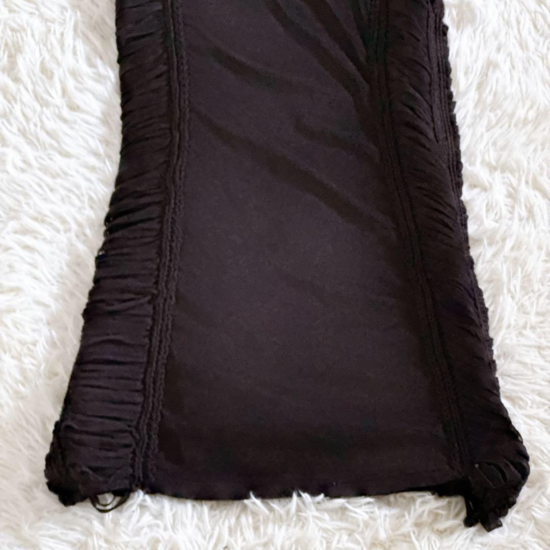 ジャンポールゴルチエ ノースリーブワンピース サイドギャザー ストレッチ素材 黒